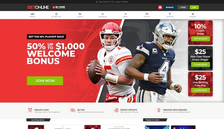 BetOnline Homepage