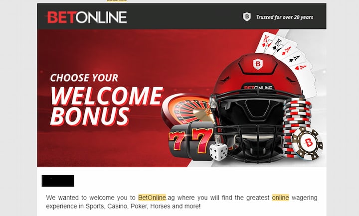 A screenshot of the verification email you receive when you register with this Utah betting site