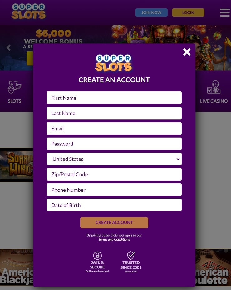 NJ Casino Sites - Register