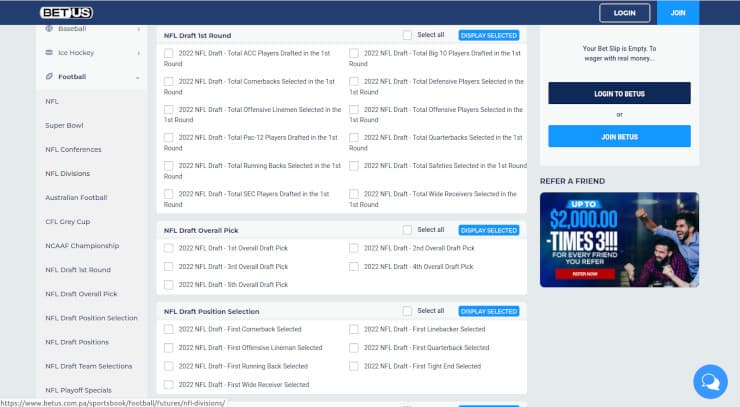 BetUS NFL Betting
