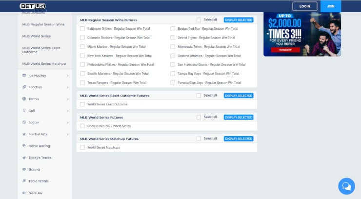 BetUS MLB Betting