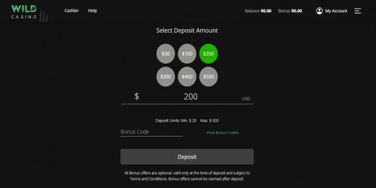 Wild Casino Amount Page - Online Casinos That Accept Visa