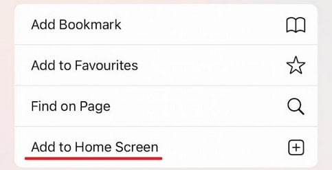 Add to home screen button