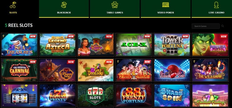 Wild Casino game lobby