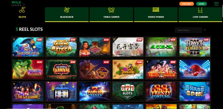 Wild Casino Slots Offering